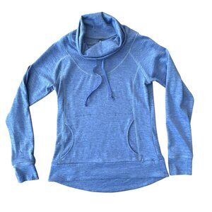 Kuhl Lea Pullover Sweatshirt Womens Small Blue Heathered Cowl Neck Thumbholes